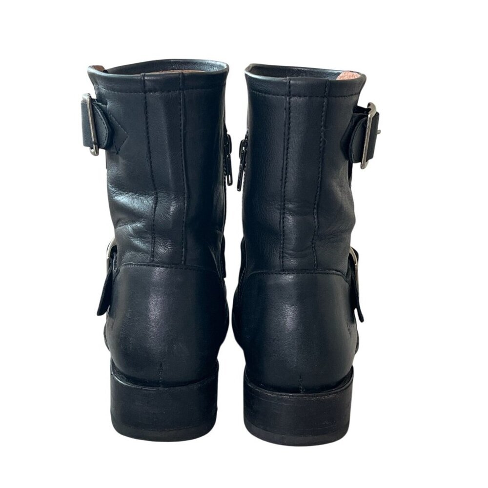 Frye Vicky Engineer Short Black Leather Buckle Boots Size 7.5 - Picture 7 of 10